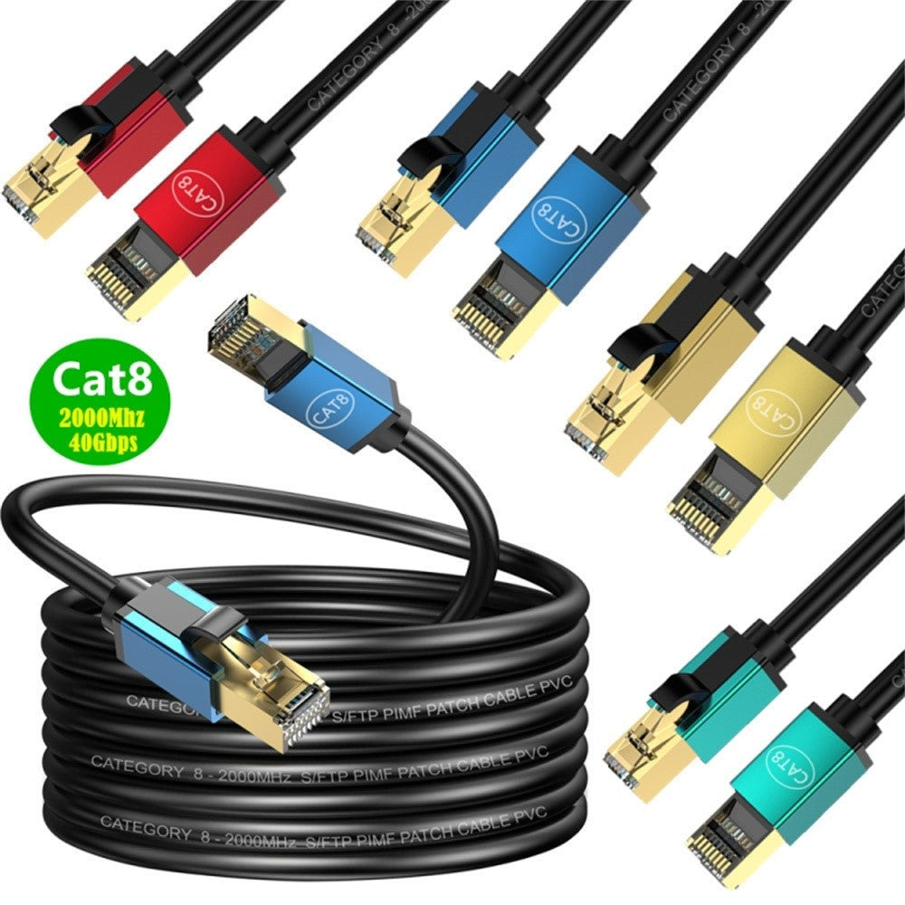 0.5m-CAT8-Ethernet-Cable-Home-Office-40Gbps-2000MHz-High-Speed-Network-Cable-Green