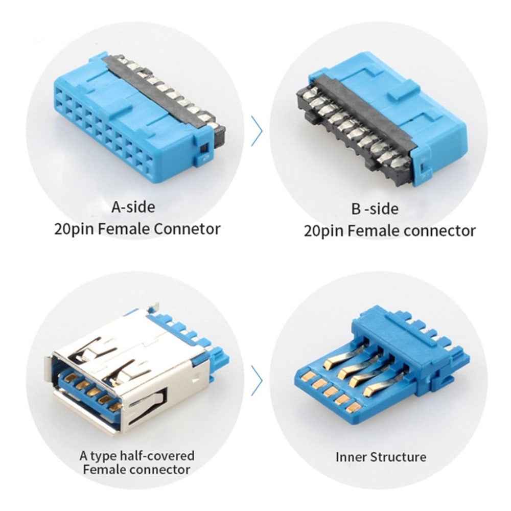 0.5m Male to Female USB 3.0 Motherboard 20 Pin Header Extension Adapter Cable