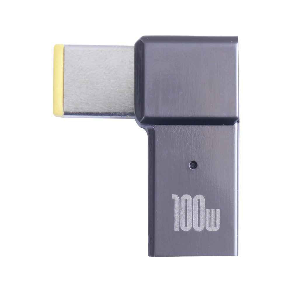100W Type-C Female to Square Male Laptop Charging Converter Plug Charge Cable Adapter for Lenovo