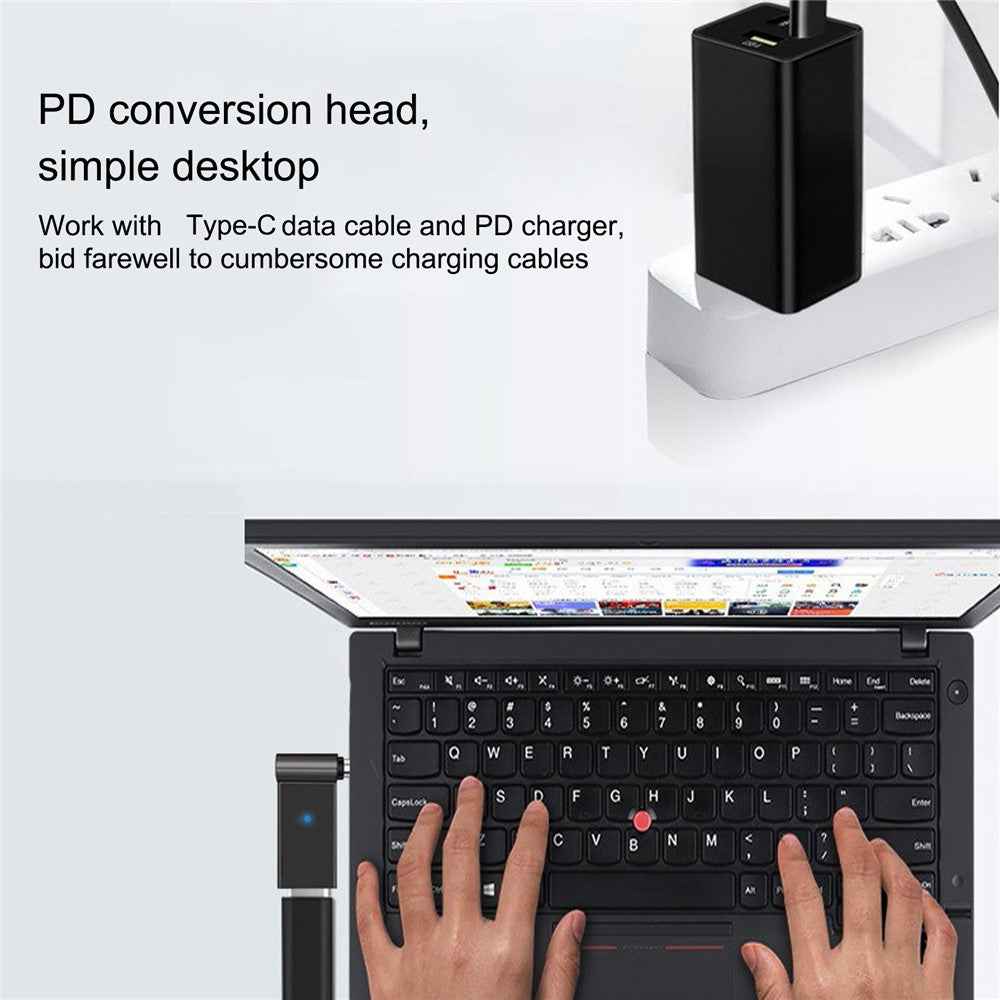 100W Type-C Female to Square Male Laptop Charging Converter Plug Charge Cable Adapter for Lenovo