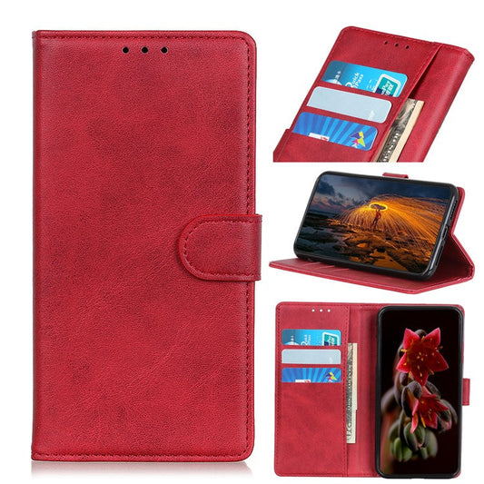Matte Skin Wallet Leather Stand Case for Samsung Galaxy A50 / A50s / A30s - Red