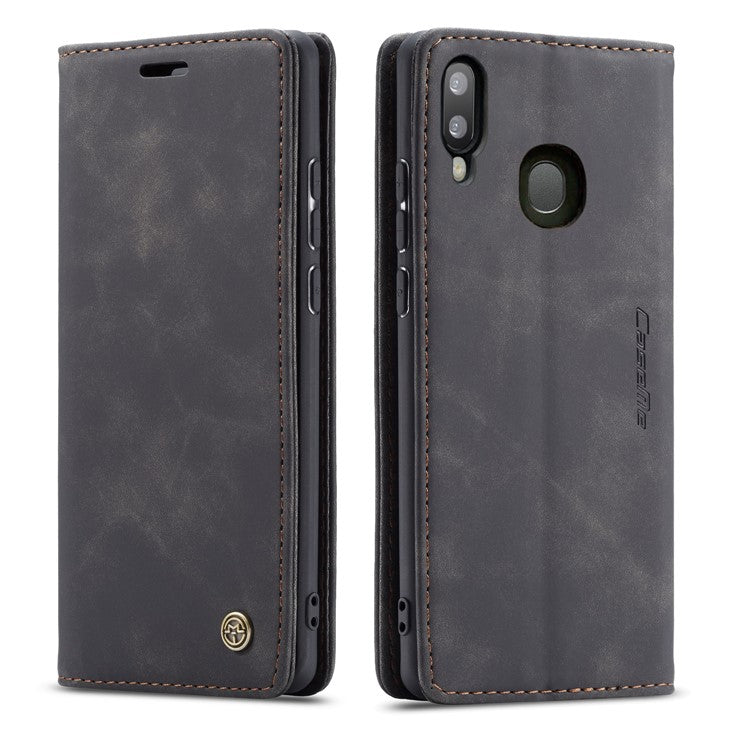 CASEME 013 Series Auto-absorbed Leather Wallet Case for Samsung Galaxy A20/A30 - Black