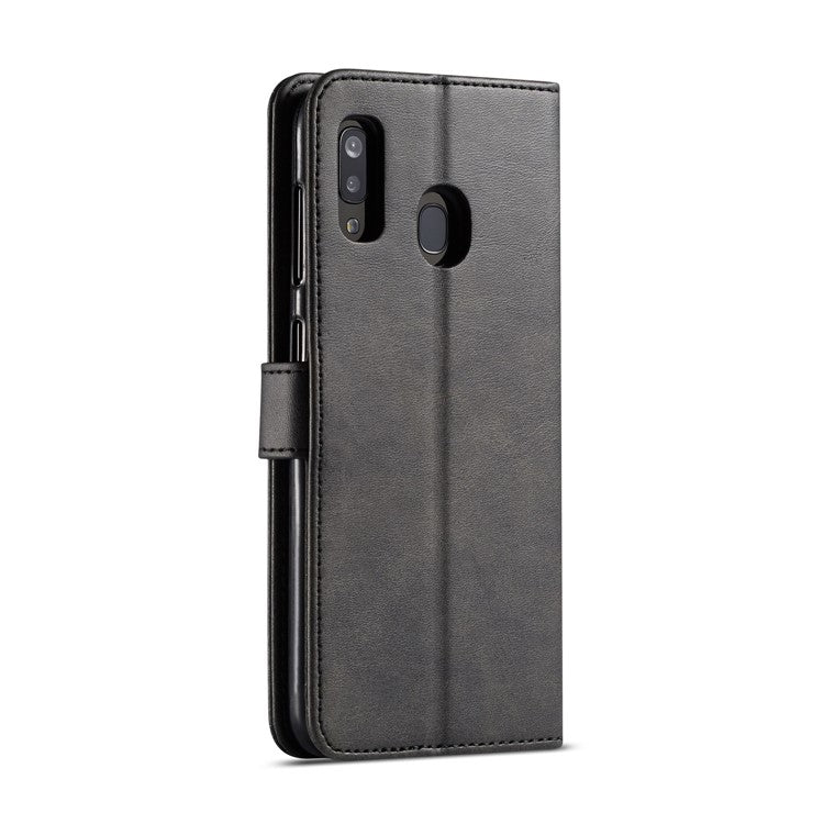 LC.IMEEKE Leather Wallet Stand Casing for Samsung Galaxy A20e - Black