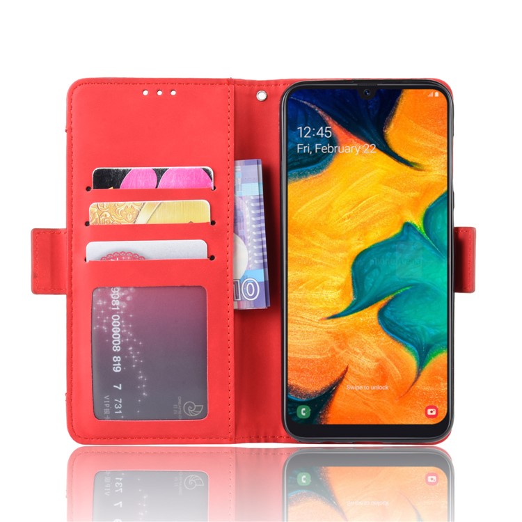 Wallet Leather Stand Case for Samsung Galaxy A20/A30/M10s - Red