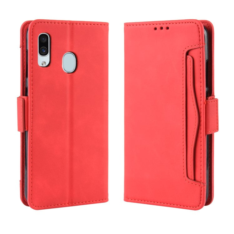 Wallet Leather Stand Case for Samsung Galaxy A20/A30/M10s - Red