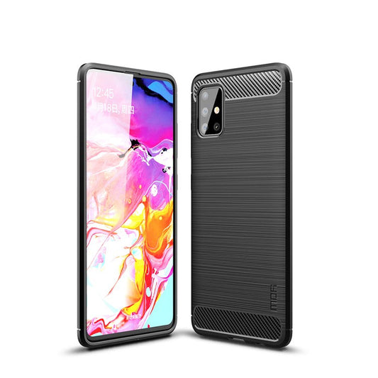 MOFI Carbon Fiber Brushed TPU Protector Cover for Samsung Galaxy A51 - Black