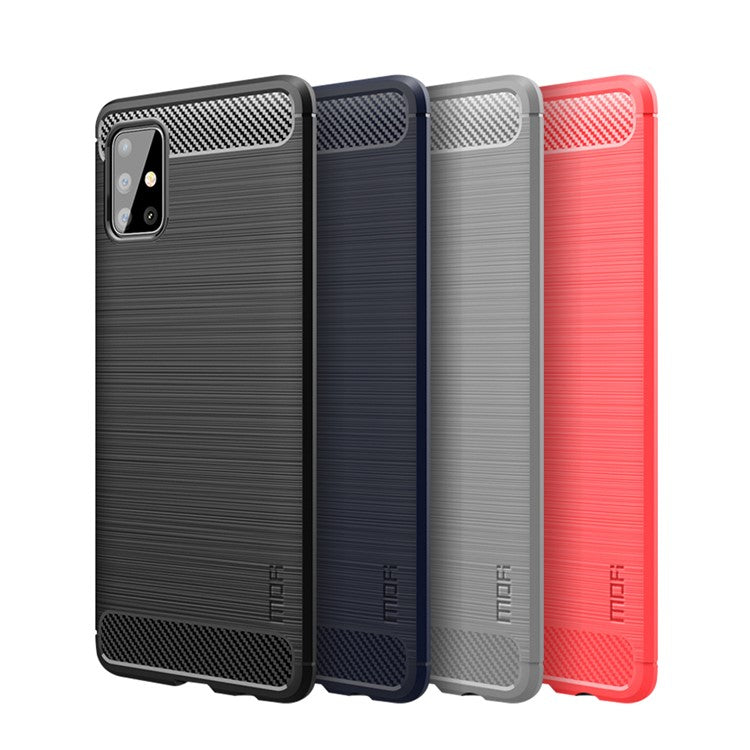 MOFI Carbon Fiber Brushed TPU Protector Cover for Samsung Galaxy A51 - Black