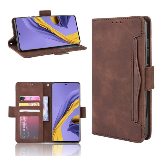 Wallet Leather Stand Phone Cover Case for Samsung Galaxy A71 - Brown