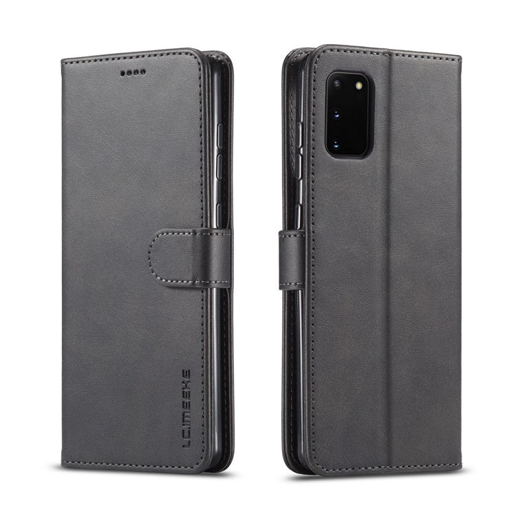 LC.IMEEKE Wallet Stand Leather Mobile Cover for Samsung Galaxy A41 (Global Version) - Black