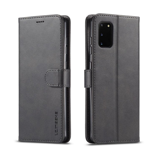 LC.IMEEKE Wallet Stand Leather Mobile Cover for Samsung Galaxy A41 (Global Version) - Black