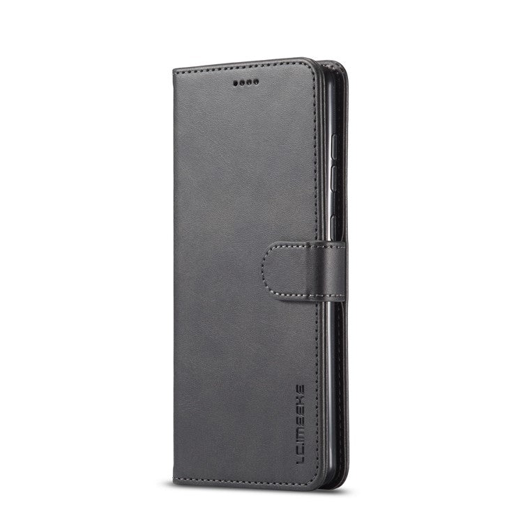 LC.IMEEKE Wallet Stand Leather Mobile Cover for Samsung Galaxy A41 (Global Version) - Black