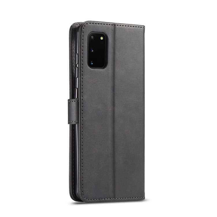 LC.IMEEKE Wallet Stand Leather Mobile Cover for Samsung Galaxy A41 (Global Version) - Black