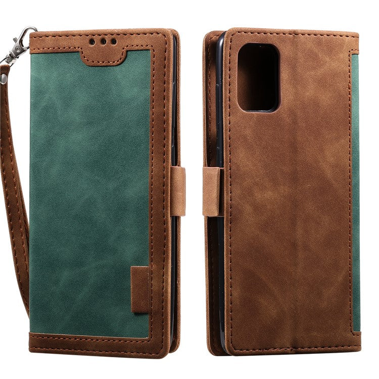 Retro Splicing Style Wallet Stand Flip Leather Case for  Samsung Galaxy Note20/Note20 5G - Green