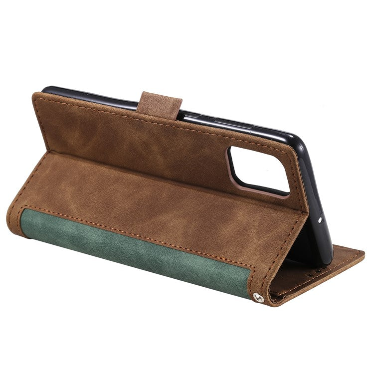 Retro Splicing Style Wallet Stand Flip Leather Case for  Samsung Galaxy Note20/Note20 5G - Green