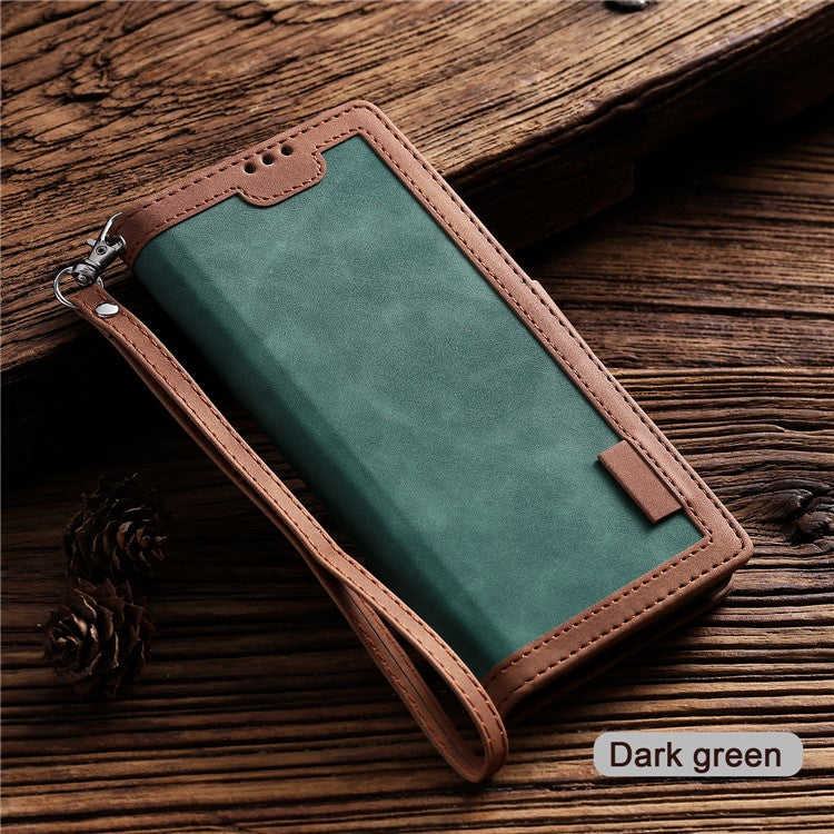 Retro Splicing Style Wallet Stand Flip Leather Case for  Samsung Galaxy Note20/Note20 5G - Green