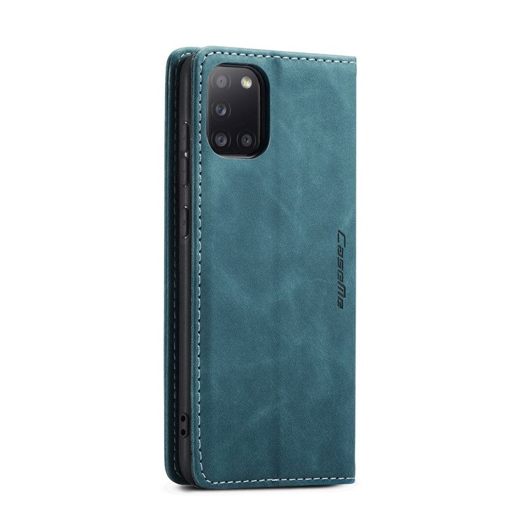 CASEME 013 Series Auto-absorbed Simple Leather Flip Cover for Samsung Galaxy A31 - Green