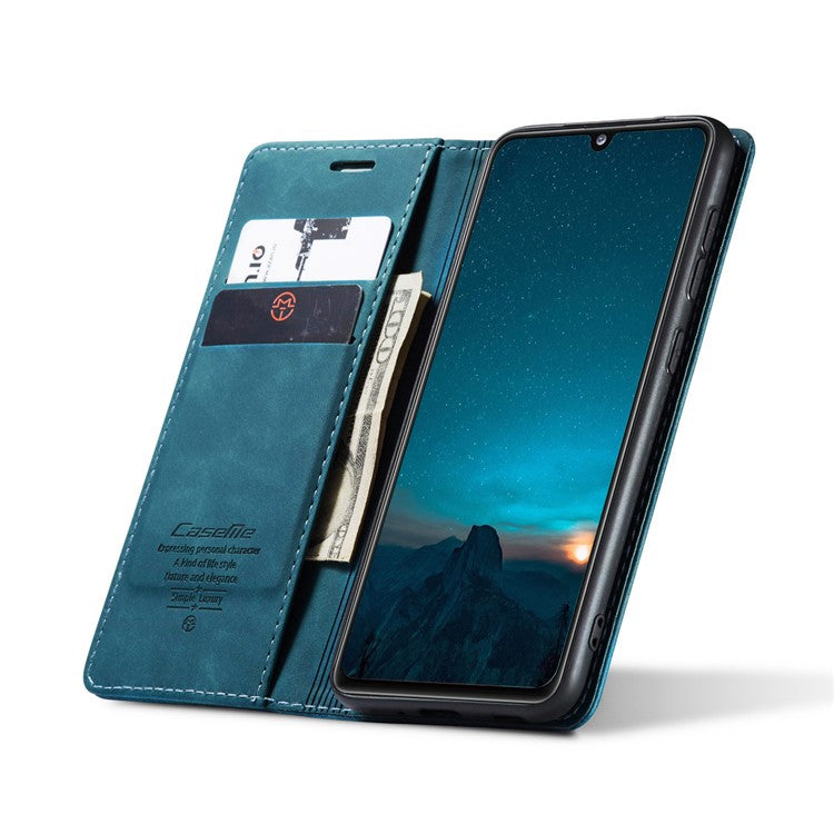 CASEME 013 Series Auto-absorbed Simple Leather Flip Cover for Samsung Galaxy A31 - Green