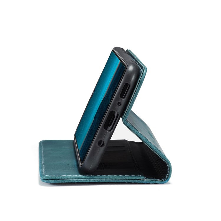 CASEME 013 Series Auto-absorbed Simple Leather Flip Cover for Samsung Galaxy A31 - Green