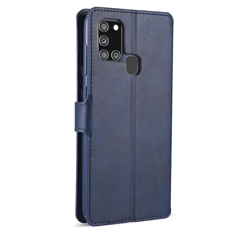 AZNS Wallet Leather Case Mobile Phone Cover for Samsung Galaxy A21s - Blue