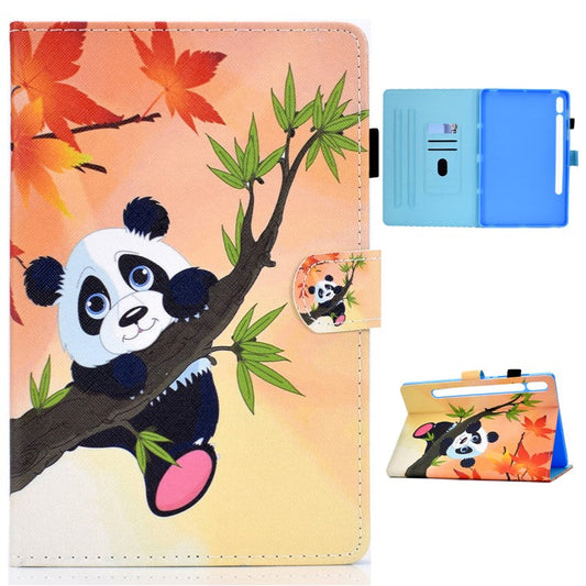 Printing Skin Leather with Card Holder Tablet Shell for Samsung Galaxy Tab S7 T870 / S8 - Panda on the Tree