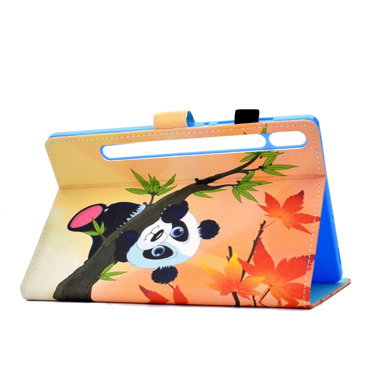 Printing Skin Leather with Card Holder Tablet Shell for Samsung Galaxy Tab S7 T870 / S8 - Panda on the Tree