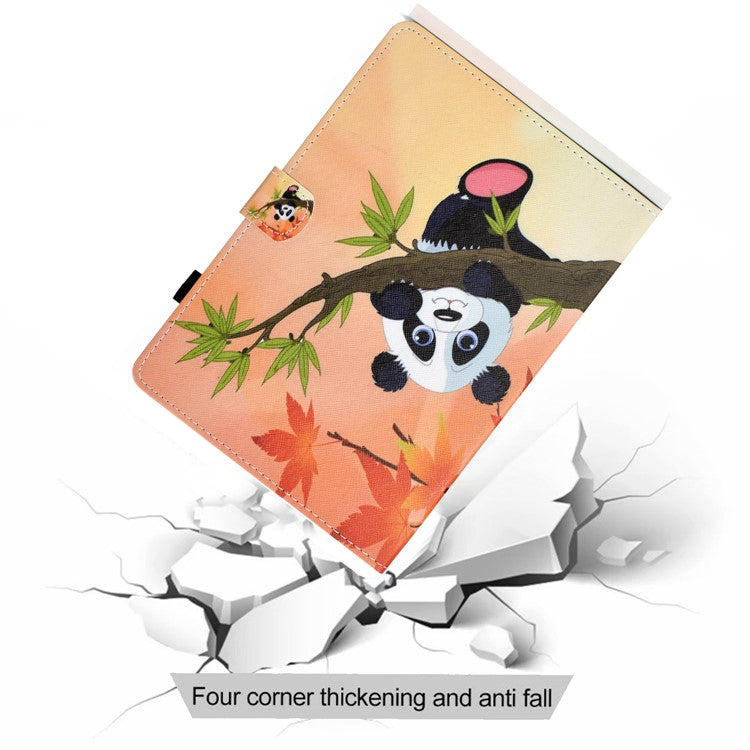 Printing Skin Leather with Card Holder Tablet Shell for Samsung Galaxy Tab S7 T870 / S8 - Panda on the Tree