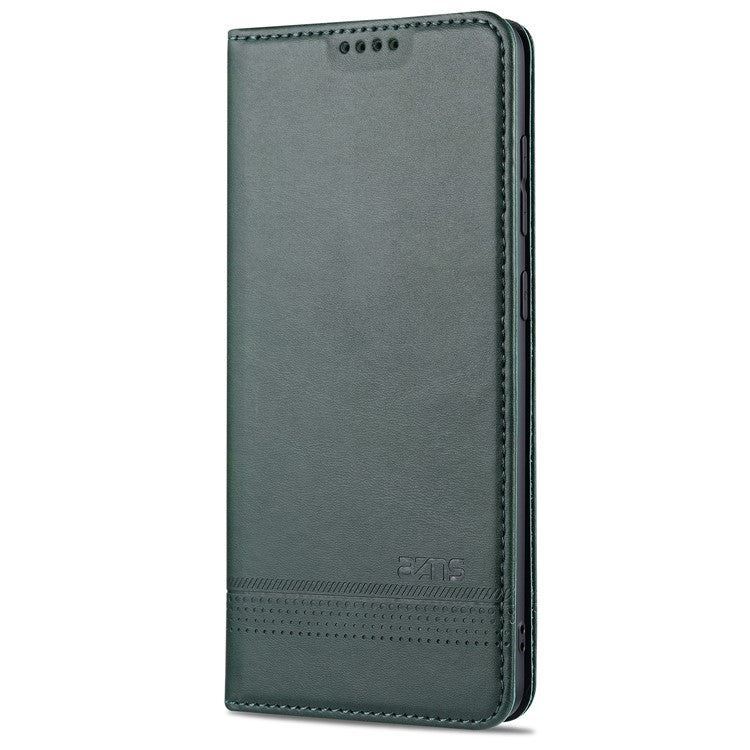 AZNS Auto-absorbed Leather Stand Case with Card Slots for Samsung Galaxy A51 SM-A515 - Blackish Green