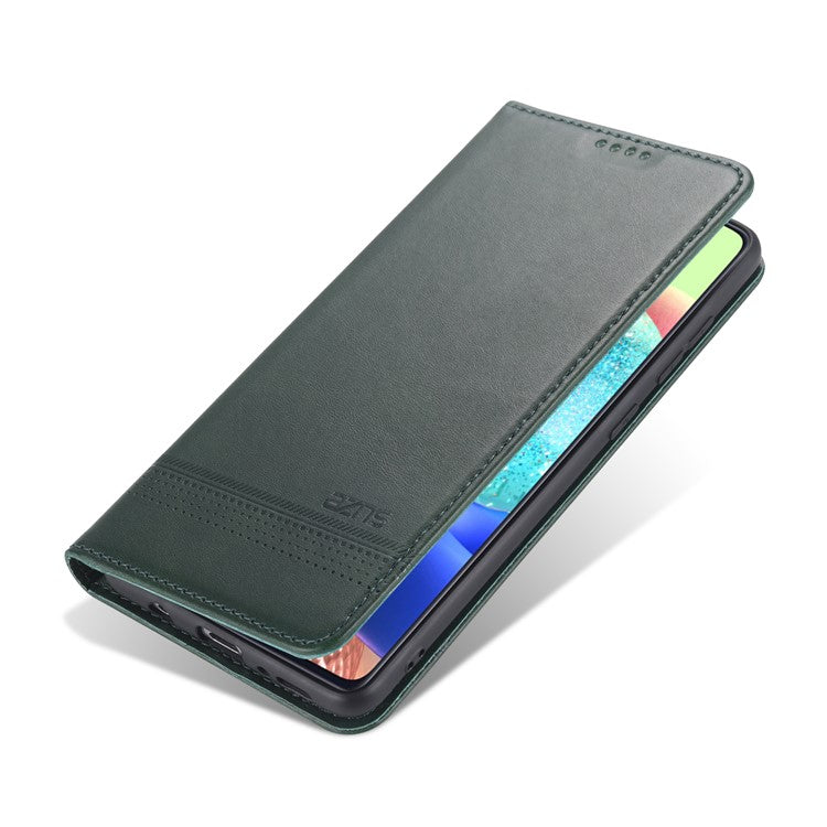 AZNS Auto-absorbed Leather Stand Case with Card Slots for Samsung Galaxy A51 SM-A515 - Blackish Green