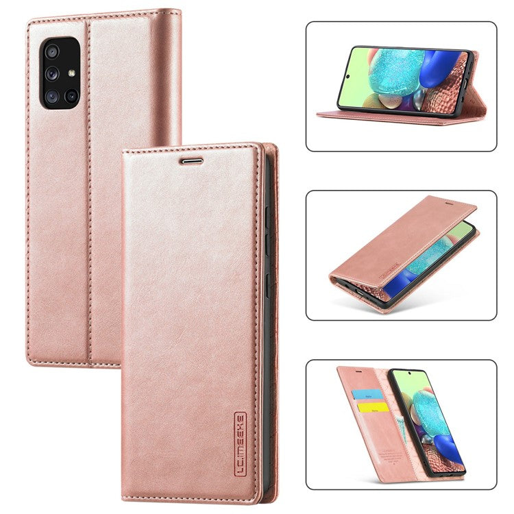LC.IMEEKE LC Auto Absorbed Leather Wallet Stand Phone Protector for Samsung Galaxy A71 SM-A715/M70S  - Rose Gold