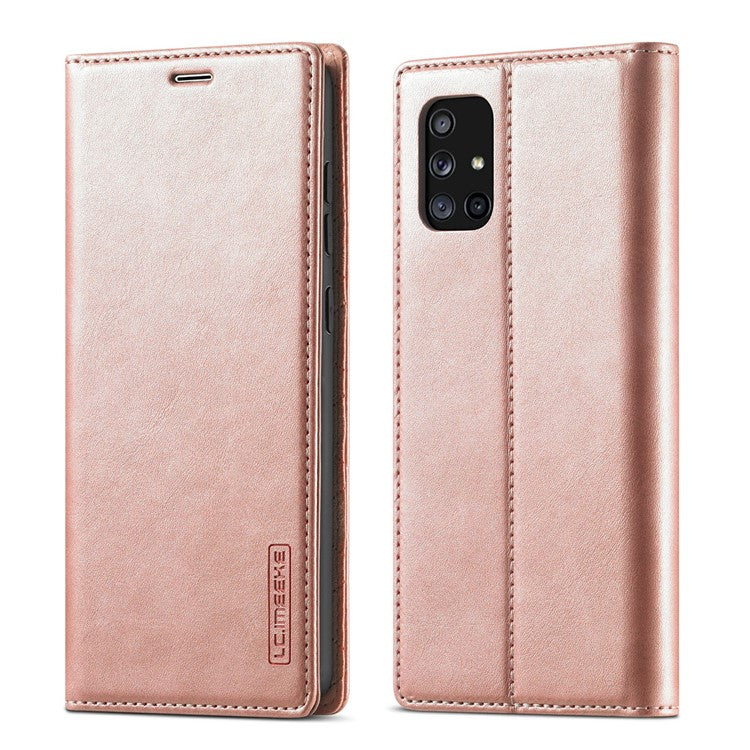 LC.IMEEKE LC Auto Absorbed Leather Wallet Stand Phone Protector for Samsung Galaxy A71 SM-A715/M70S  - Rose Gold