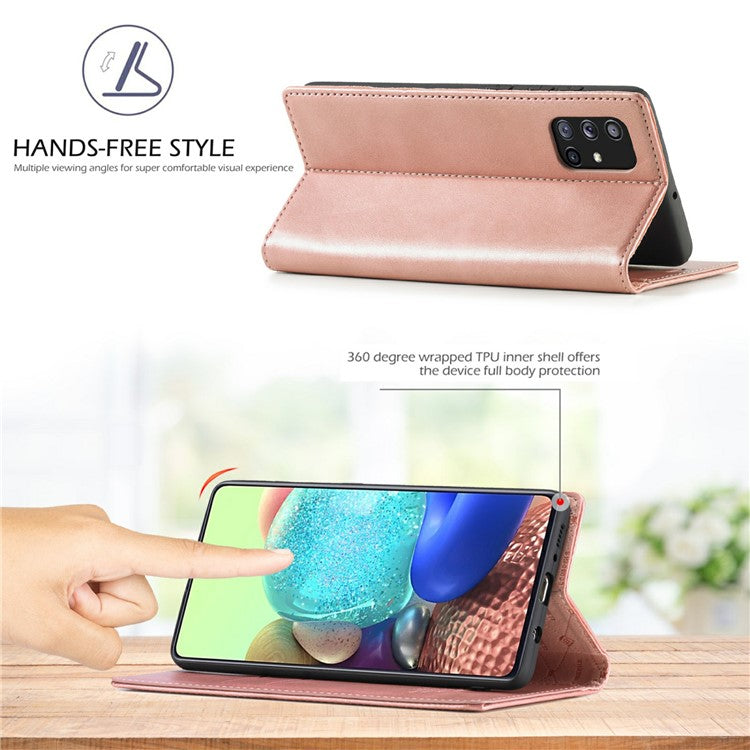 LC.IMEEKE LC Auto Absorbed Leather Wallet Stand Phone Protector for Samsung Galaxy A71 SM-A715/M70S  - Rose Gold