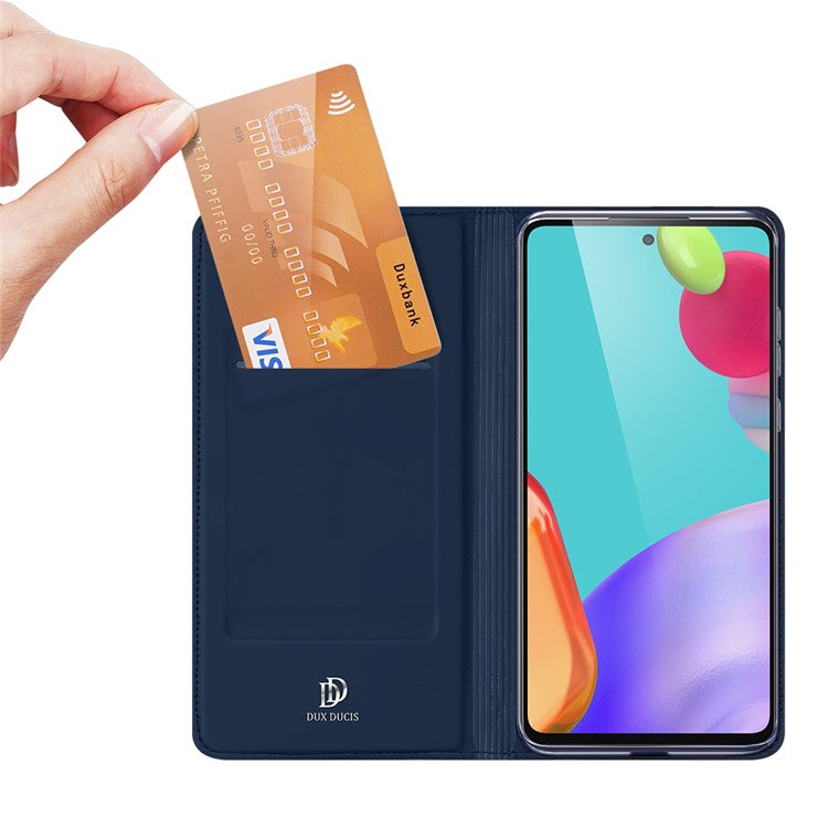 DUX DUCIS Skin Pro Series for Samsung Galaxy A52s/A52 4G/5G / A52s 5G Card Slot Auto-Absorbed Leather Cell Phone Stand Case - Blue