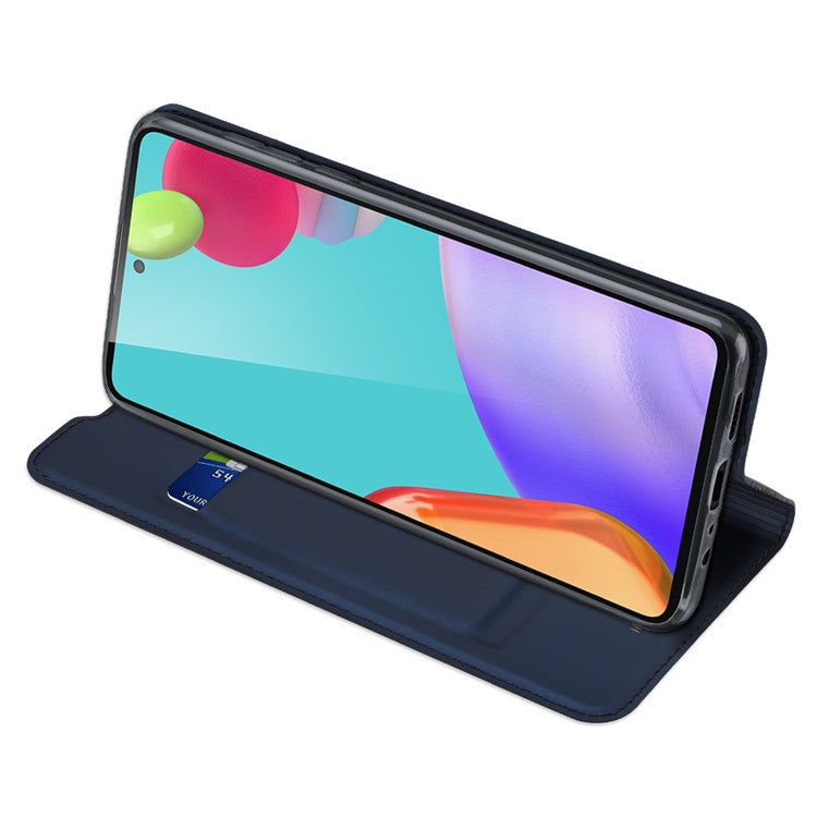 DUX DUCIS Skin Pro Series for Samsung Galaxy A52s/A52 4G/5G / A52s 5G Card Slot Auto-Absorbed Leather Cell Phone Stand Case - Blue