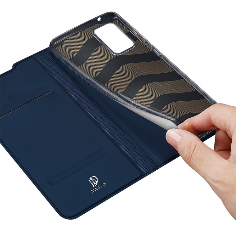 DUX DUCIS Skin Pro Series for Samsung Galaxy A52s/A52 4G/5G / A52s 5G Card Slot Auto-Absorbed Leather Cell Phone Stand Case - Blue
