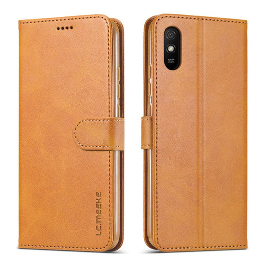 LC.IMEEKE Wallet Stand Leather Shell Phone Cover Case for Samsung Galaxy A02 / M02 (EU Version) - Orange