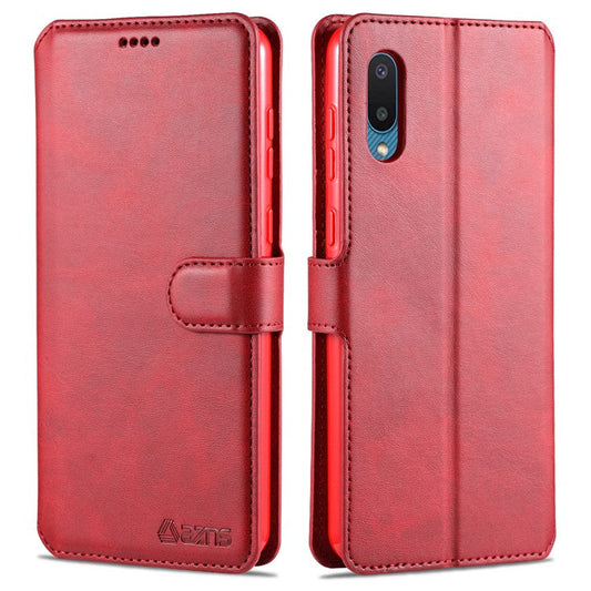 AZNS Wallet Leather Stand Case for Samsung Galaxy A02/M02 - Red