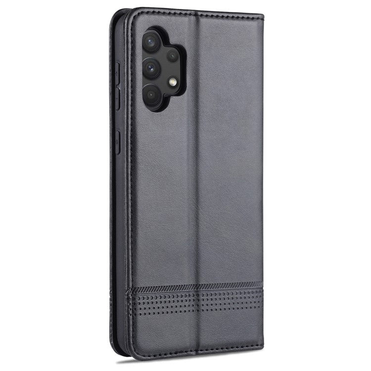 AZNS Stand Wallet Auto-absorbed Magnetic Leather Case for Samsung Galaxy A32 4G - Black