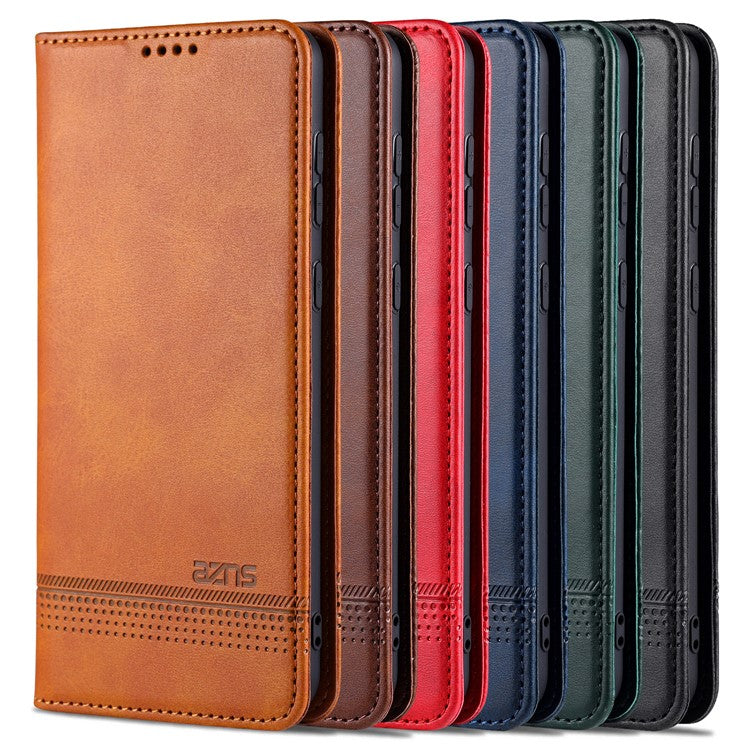 AZNS Stand Wallet Auto-absorbed Magnetic Leather Case for Samsung Galaxy A32 4G - Black