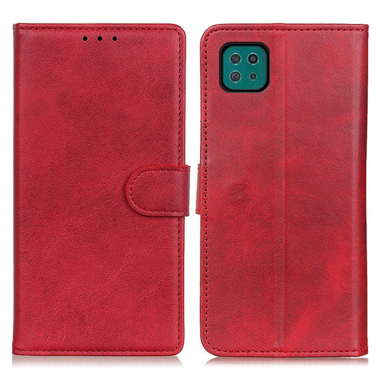 PU Leather Magnetic Wallet Leather Shell Protective Case for Samsung Galaxy A22 5G (EU Version) - Red