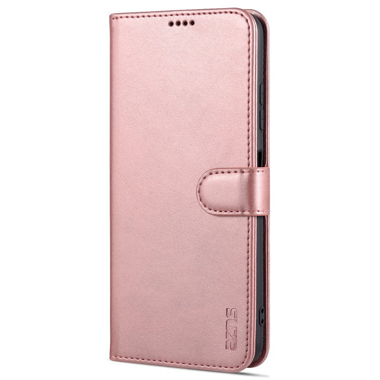 AZNS PU Leather Wallet Stand Phone Cover Shell for Samsung Galaxy A22 5G (EU Version) - Rose Gold