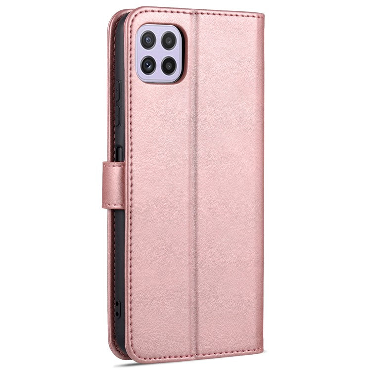 AZNS PU Leather Wallet Stand Phone Cover Shell for Samsung Galaxy A22 5G (EU Version) - Rose Gold