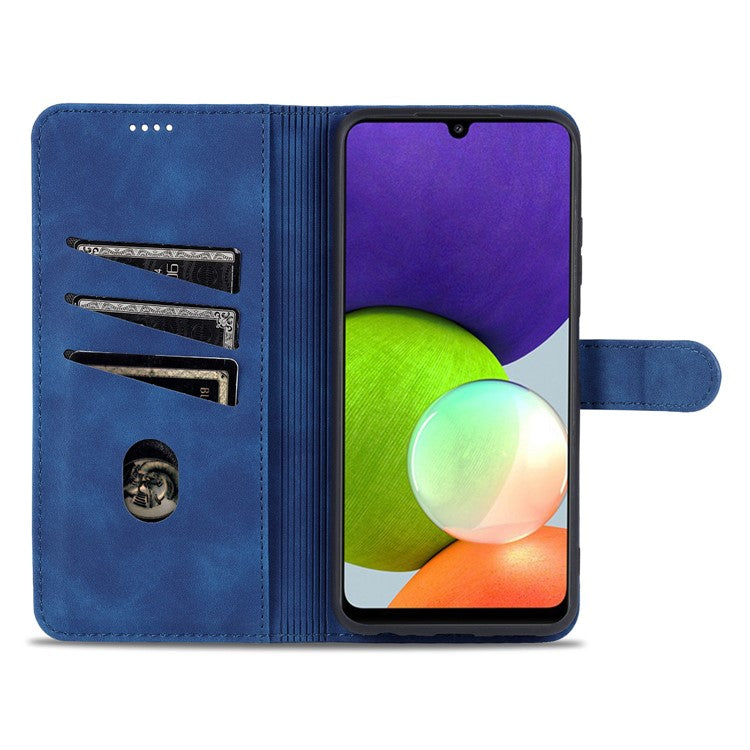 AZNS PU Leather Wallet Stand Phone Cover Shell for Samsung Galaxy A22 5G (EU Version) - Rose Gold