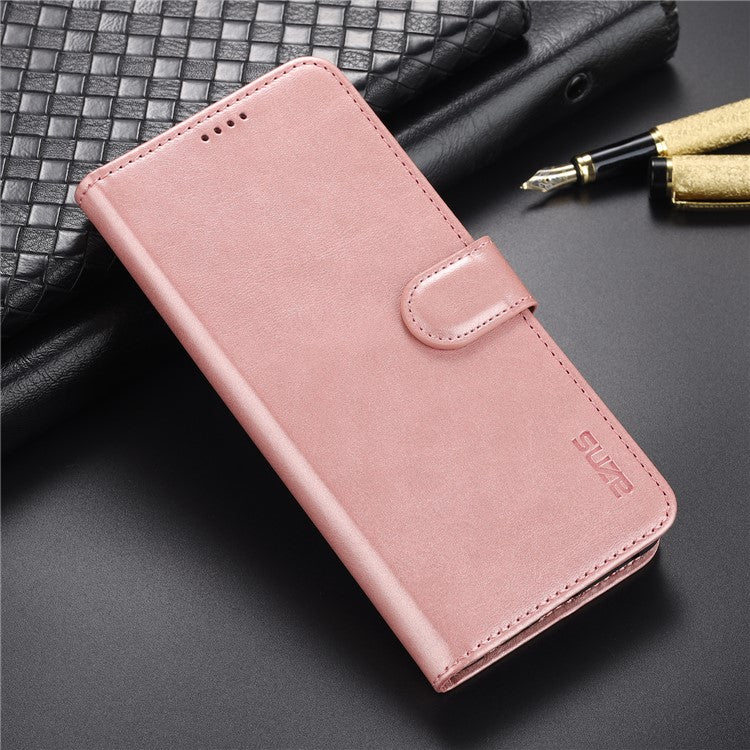 AZNS PU Leather Wallet Stand Phone Cover Shell for Samsung Galaxy A22 5G (EU Version) - Rose Gold