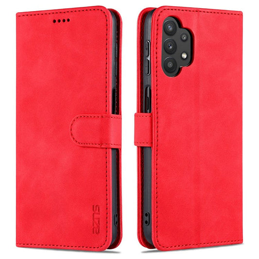 AZNS PU Leather Shock-absorption Phone Case Shell with Wallet Stand for Samsung Galaxy A32 5G/M32 5G - Red