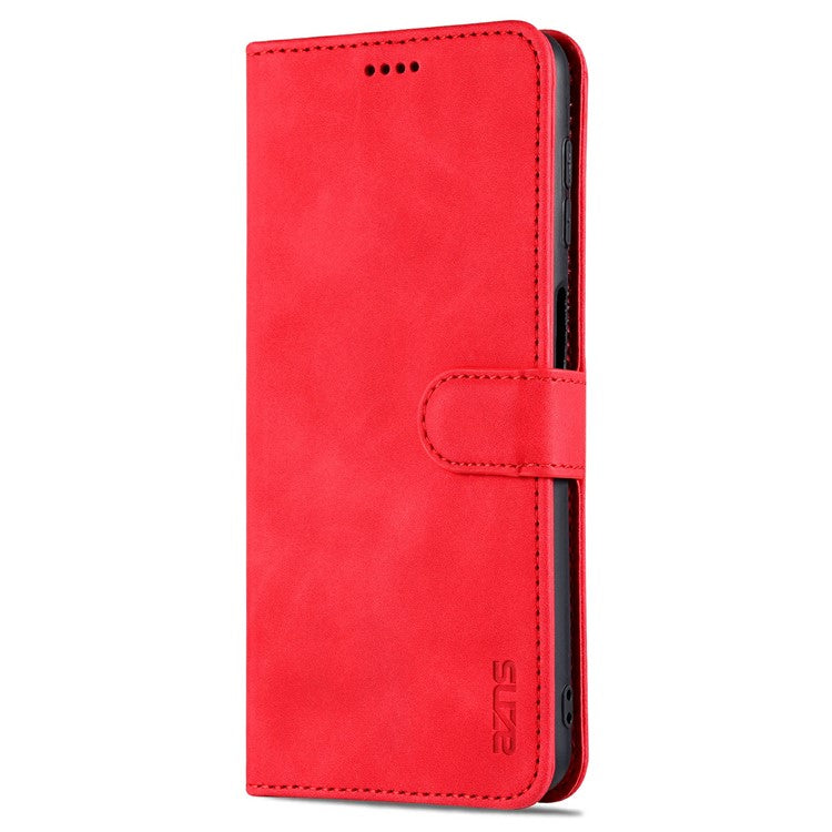 AZNS PU Leather Shock-absorption Phone Case Shell with Wallet Stand for Samsung Galaxy A32 5G/M32 5G - Red