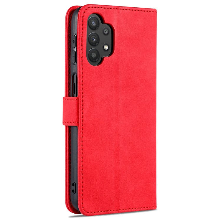 AZNS PU Leather Shock-absorption Phone Case Shell with Wallet Stand for Samsung Galaxy A32 5G/M32 5G - Red
