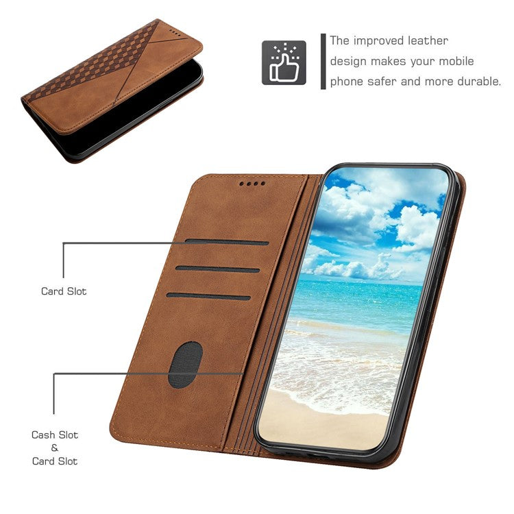 Geometric Pattern Stand Leather Wallet Cover for Samsung Galaxy A51 4G SM-A515 - Brown