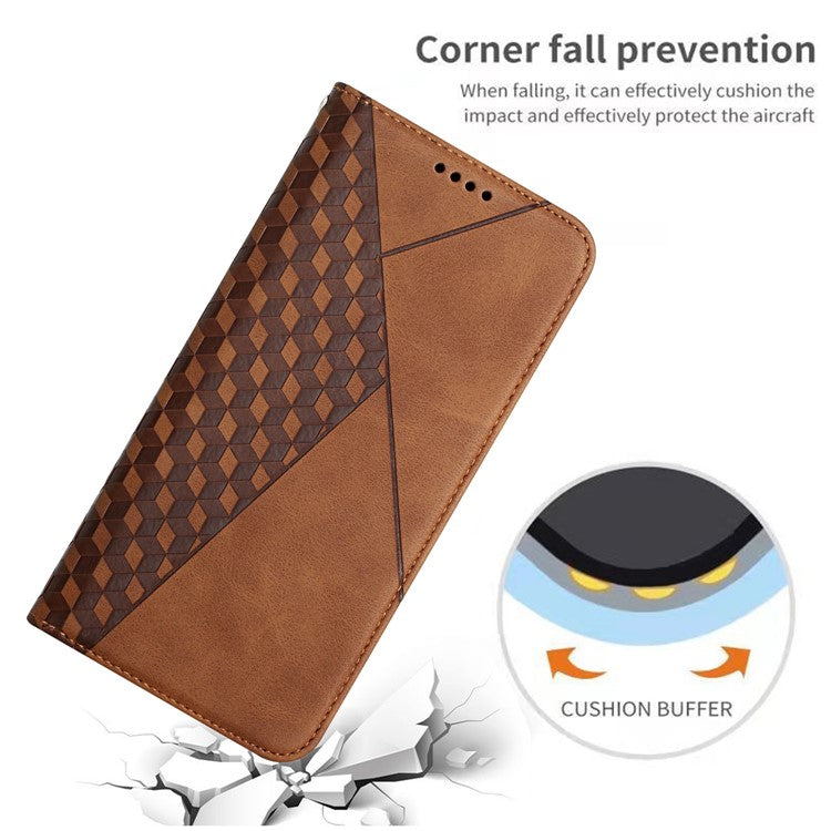 Geometric Pattern Stand Leather Wallet Cover for Samsung Galaxy A51 4G SM-A515 - Brown