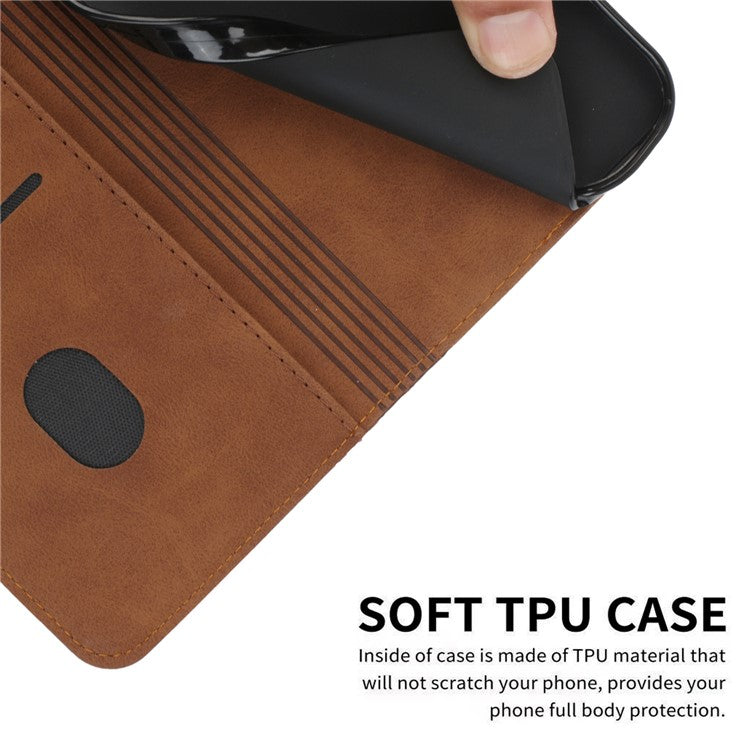 Geometric Pattern Stand Leather Wallet Cover for Samsung Galaxy A51 4G SM-A515 - Brown