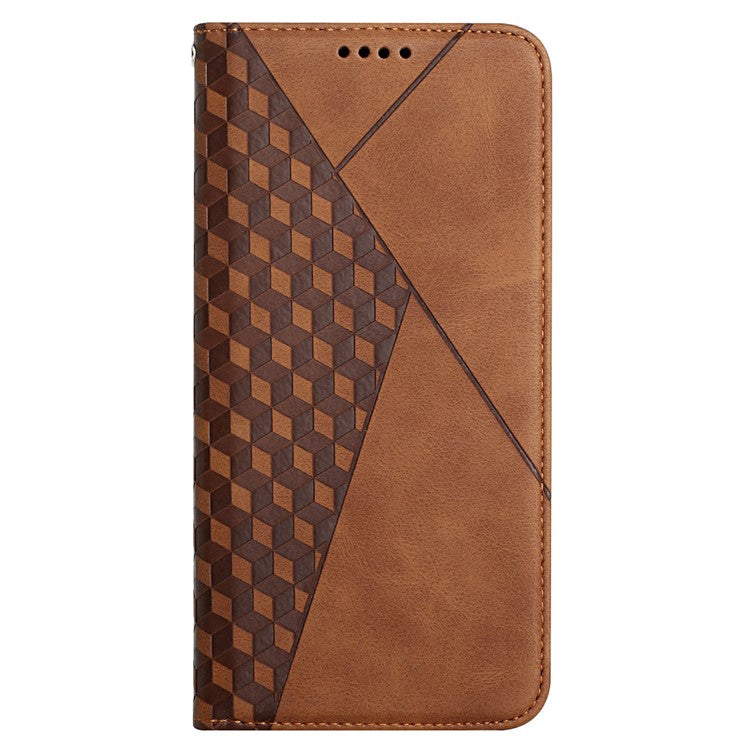 Geometric Pattern Stand Leather Wallet Cover for Samsung Galaxy A51 4G SM-A515 - Brown